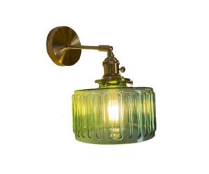 Générique Moderne Applique Murale Plafonnier Vintage en Verre Vert Réglable à 180° avec Interrupteur Rotatif en Laiton Éclairage Luminaire Mural pour Chambre Salon Salle de Bain (Vert)