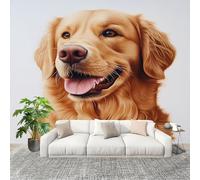 Générique Moderne Art Fresque Papier Peint 200x140 cm Animal Golden Retriever Poster mural intissé Décoration Murale Blanc pour Fresque Murale 3D HD pour Salon Chambre Cuisine