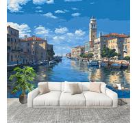 Générique Moderne Art Fresque Papier Peint 200x140 cm Venise Romantique Poster mural intissé Décoration Murale Bleu pour Fresque Murale 3D HD pour Salon Chambre Cuisine