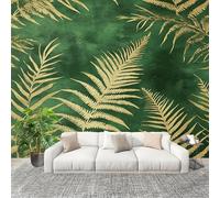 Générique Moderne Art Fresque Papier Peint 300x210cm Feuilles De FougèRe DoréE Poster mural intissé Décoration Murale Vert pour Fresque Murale 3D HD pour Salon Chambre Cuisine