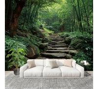 Générique Moderne Art Fresque Papier Peint 300x210cm Marches En Pierre Dans Une ForêT De Bambous Poster mural intissé Décoration Murale Vert pour Fresque Murale 3D HD pour Salon Chambre Cuisine
