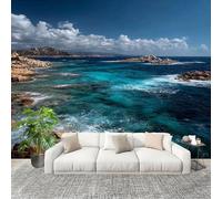 Générique Moderne Art Fresque Papier Peint 400x280cm Paysage CôTier Poster mural intissé Décoration Murale Bleu pour Fresque Murale 3D HD pour Salon Chambre Cuisine