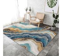 Générique Moderne Bleu-Gris Tapis Salon 40x60 cm - Abstrait Marbre Agate Impression Lavable en Machine Tapis Doux Poil Court Dessous antidérapant pour Salon Chambre à Coucher Salle a Manger
