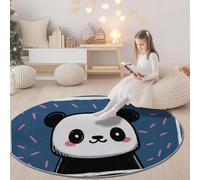 Générique Moderne Bleu Imprimé Tapis Rond, Dessin Animé Panda Géant Carré Lavable en Machine Tapis à Poils Courts pour Salon Chambre Cuisine Bureau Décoration - 160 cm Antidérapant Intérieur Moquette