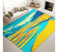 Générique Moderne Calme Cartoon Minimaliste Jaune Bleu Carpette 120 x 160 cm, Décoration D'Intérieur, Tapis Nature Paysage pour Salle de séjour Tapis Lavable Et Antidérapant À Poils Ras