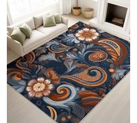 Générique Moderne Élégant Luxe Exotique Raffiné Bleu Orange Carpette 50 x 80 cm, Décoration D'Intérieur, Tapis Motif Paisley pour Salle de séjour Tapis Lavable Et Antidérapant À Poils Ras