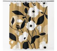 Générique Moderne Floral Rideau de Douche Fleur Nervure de Feuille Branche Rideau de Bain Tissu Microfibre Anti Moisissure Imperméable Rideaux Salle de Bain Marron 200 x 200 cm avec Crochets