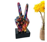 Générique Moderne Hand Statue im 2er-Set - Bunte Pop Art Finger Skulptur (Peace & Victory Geste) aus Harz - Kreative Kunstharz Deko Figur für Wohnzimmer, Büro Schreibtisch & - Einzigartiges Gesch