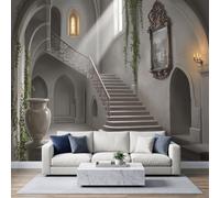 Générique Moderne Histoire Papier Peint Photo Mural 300 x 210 cm | Papier Peint Panoramique Château Escalier Lumière Du Soleil pour Salon Chambre D'enfant Murale Décoration Intérieure