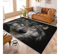 Générique Moderne Lavable en Machine Tapis Salon 120x180 cm Animaux Loup Gros Plan Antidérapant Tapis Salon en Flanelle Gris Foncé Poils Ras - Doux, Confortable et Facile D’Entretien