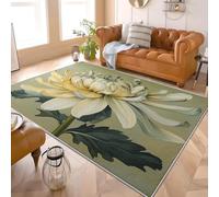 Générique Moderne Lavable en Machine Tapis Salon 120x180 cm Gros Plan d'un ChrysanthèMe en 3D Antidérapant Tapis Intérieur en Flanelle Vert Poils Ras Paillasso de Jeu Confortable Facile D’Entretien