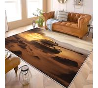 Générique Moderne Lavable en Machine Tapis Salon 120x180 cm ModèLe de Char du DéSert Antidérapant Tapis Salon en Flanelle Jaune Poils Ras - Doux, Confortable et Facile D’Entretien