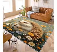 Générique Moderne Lavable en Machine Tapis Salon 60x90 cm ThèMe du HéRisson Antidérapant Tapis Intérieur en Flanelle Vert Poils Ras Paillasso de Jeu Confortable Facile D’Entretien