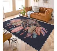 Générique Moderne Lavable en Machine Tapis Salon 80x150 cm RêVe Attrape-RêVes Plume Antidérapant Tapis Salon en Flanelle Bleu Foncé Poils Ras - Doux, Confortable et Facile D’Entretien