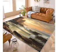 Générique Moderne Lavable en Machine Tapis Salon 80x150 cm Rochers CôTiers Imposants Antidérapant Tapis Salon en Flanelle Orange Poils Ras - Doux, Confortable et Facile D’Entretien