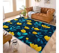 Générique Moderne Lavable en Machine Tapis Salon 80x150 cm Style Chinois Fleurs Oiseaux Antidérapant Tapis Intérieur en Flanelle Vert Poils Ras Paillasso de Jeu Confortable Facile D’Entretien
