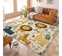 Générique Moderne Lavable en Machine Tapis Salon 80x150 cm ThèMe Animalier De Dessin Animé Antidérapant Tapis Intérieur en Flanelle Brun Poils Ras Paillasso de Jeu Confortable Facile D’Entretien