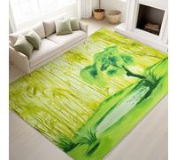 Générique Moderne Minimaliste Calme Zen Naturel Jaune Vert Carpette 40 x 60 cm, Décoration D'Intérieur, Tapis Étang Plantes pour Chambre Bureau Tapis Lavable Et Antidérapant À Poils Ras