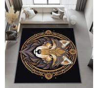 Générique Moderne Noir Tapis Salon 120x180 cm - Religion Tête De Loup Runes Impression Lavable en Machine Tapis Doux Poil Court Dessous antidérapant pour Salon Chambre à Coucher Salle a Manger