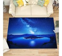 Générique Moderne Poil Court Tapis Exterieur Salon Cuisine 120x180 cm Lac Volcanique Au Ciel éToilé Doux Lavable Antidérapant Tapis Bleu foncé pour Entrée, Chambre, Couloir Décoration