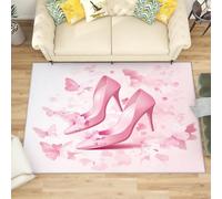 Générique Moderne Poil Court Tapis Exterieur Salon Cuisine 120x180 cm Rose Doux Lavable Antidérapant Tapis ModèLe de Talons Hauts Papillon pour Entrée, Chambre, Couloir Décoration