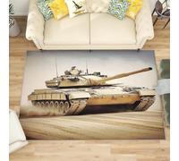 Générique Moderne Poil Court Tapis Exterieur Salon Cuisine 140x200 cm Chars de Combat Principaux Modernes Doux Lavable Antidérapant Tapis DéSert Jaune pour Entrée, Chambre, Couloir Décoration