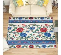 Générique Moderne Poil Court Tapis Exterieur Salon Cuisine 80x150 cm Coloré Doux Lavable Antidérapant Tapis l'art Floral Chinois pour Entrée, Chambre, Couloir Décoration