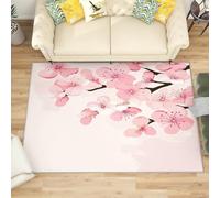 Générique Moderne Poil Court Tapis Exterieur Salon Cuisine 80x150 cm l'art des Fleurs de Cerisier Japonais Doux Lavable Antidérapant Tapis Rose pour Entrée, Chambre, Couloir Décoration