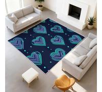 Générique Moderne Romantique Doux Tapiss Cyber Imprimé Tapis Forme de Cœur Bleu Foncé Lavable Tapis de Antidérapant pour Couloir Entrée Salon Chambre Bureau 80 x 150 cm