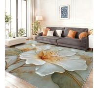 Générique Moderne Tapis Gris, Antidérapant Lavable Tapis à Poils Courts avec Fleurs Feuilles Relief pour Salon Chambre Entrée Cuisine, 60 x 90 cm Moderne Doux Moquette Intérieur