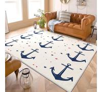 Générique Moderne Tapis Salon Lavable Machine 120x180 cm ThèMe Aventure Et Voile Décoration intérieure Résistant Antidérapant Tapis Blanc pour Salle Manger Cuisine Salon Canapé Chambre Enfants