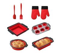 Générique Moldes de silicona para horno | Moldes apilables flexibles - con agarraderas, resistente al calor y cepillo para, set para apilable | para muffins, para pan, para galletas, para cupcak