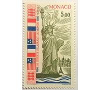 Générique Monaco 1986. Timbre de Collection Neuf Authentique No 1535. Statue de la Liberté. par des Livres Express