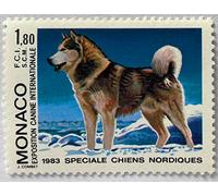 Générique Monaco. Timbre de Collection Authentique Neuf de 1983. Num 1367. Chien: malamut