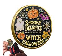 Générique Moneta Commemorativa Di Halloween - 4x0,3 Cm Moneta Novità Da Collezione per Halloween | Souvenir Festivo Regalo Feste Adulti Bambini Desktop Ingresso Carnevale Scaffale Eventi Compleanno