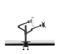 Génerique Monitor Arm, Support de Moniteur de Bureau 3 en 1 en Aluminium, Double Bras réglable en Hauteur, 17-32 Pouces, Support for Ordinateur Portable 10-17, Support for Tablette 14(Black)