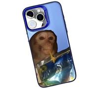 Générique Monkey Drinking Phone Case, Funny Monkey Phone Cases, Cute Shockproof TPU Case for iPhone 17/16/15/14/13/12/11 ProMax, Fun Gift (Blue,for iPhone 16 Pro Max)
