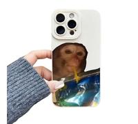 Générique Monkey Drinking Phone Case, Funny Monkey Phone Cases, Cute Shockproof TPU Case for iPhone 17/16/15/14/13/12/11 ProMax, Fun Gift (White B,for iPhone 12 Pro Max)