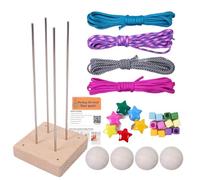 Générique Monkey Fist Knot Kit, Paracord Pendant Making Set, 2.52x2.52x5.43 Inches Wooden Craft Jig, Adjustable Jewelry Accessory for Kids Adults, Natural Wood & Silver