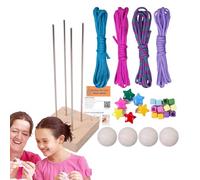 Générique Monkey Fist Knot Kit, Paracord Pendant Making Set, 2.52x2.52x5.43 Inches Wooden Craft Jig, Adjustable Jewelry Accessory for Kids Adults, Natural Wood & Silver
