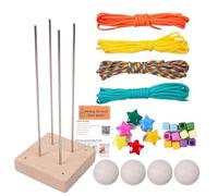 Générique Monkey Fist Knot Kit, Paracord Pendant Making Set, 2.52x2.52x5.43 Inches Wooden Craft Jig, Adjustable Jewelry Accessory for Kids Adults, Natural Wood & Silver