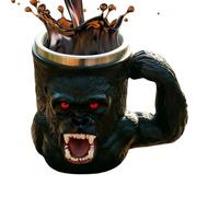 Générique Monkey Mug - 500ml Resin Stainless Steel Red-eyed Monkey Cup With Handle | Black Novelty Coffee Mugs | For Picnic Outdoor Water Campfire Tea Hiking Game Home Camping Party Whiskey