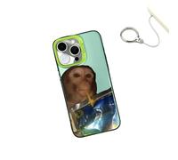 Générique Monkey Phone Case, Funny Monkey Drinking Phone Case, Cute Shockproof TPU Protective Cover for iPhone 16/15/14/13/12 Promax (for iPhone 14Pro,Green)