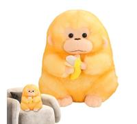 Générique Monkey Plush - 11.8in Throw Pillow | Holding A Banana Monkey Doll for Kids Birthday, Brown Gold Short Plush PP Cotton Stuffed Animal for Living Room Sofa Bedroom Bedside Table
