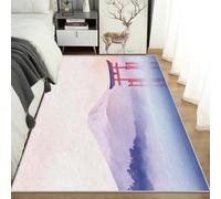 Générique Montagne Enneigée Torii Tapis de Sol, Japonais Asiatique Oriental Petit Tapis Poil Court - 50x80cm, Tapis Salon Cuisine Bureau Chambre Lavables Antidérapant Doux X-N5