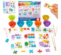 Générique Montessori Arithmetic Math Toy Set - Silicone Digital Learning with Beads, Chopsticks & Spoons, 2025 New Number Blocks, Number Crunching Clip Bead Matching, Boy Girl Birthday Gift (2PCS)
