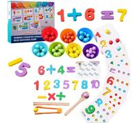 Générique Montessori Arithmetic Math Toy Set, Silicone Digital Learning with Beads, Interactive Wooden Beads & Chopsticks for Early Math Skills, Educational Hands-on Play for Toddlers (1SET)