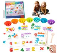 Générique Montessori Math Toy for 3-6 Year Olds - Wooden Counting Beads & Number Clip Game, STEM Learning Toys for Preschool Boys/Girls, Toddler Educational Birthday Gift (1Pcs)