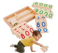 Générique Montesssori Numbers | 1-9000 Wooden Number Puzzle Board | Carry Easily Colorful Counting, Interactive Develop Fine Motor Skills Learning Board Educational Toy for and