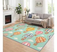 Générique Montgolfière Vert Menthe Tapis Poils Ras 160x230 cm | Doux Antidérapant Enfantin Dessin Animé Conte Fées Tapis, pour Salon hambre à coucher Salle a Manger Bureau Cuisine